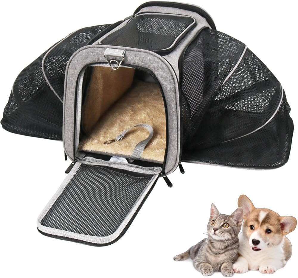 Bolsa Pet Expansivel Transporte Viagem Avião Cabine Cachorros e Gatos - Duke & Dixie