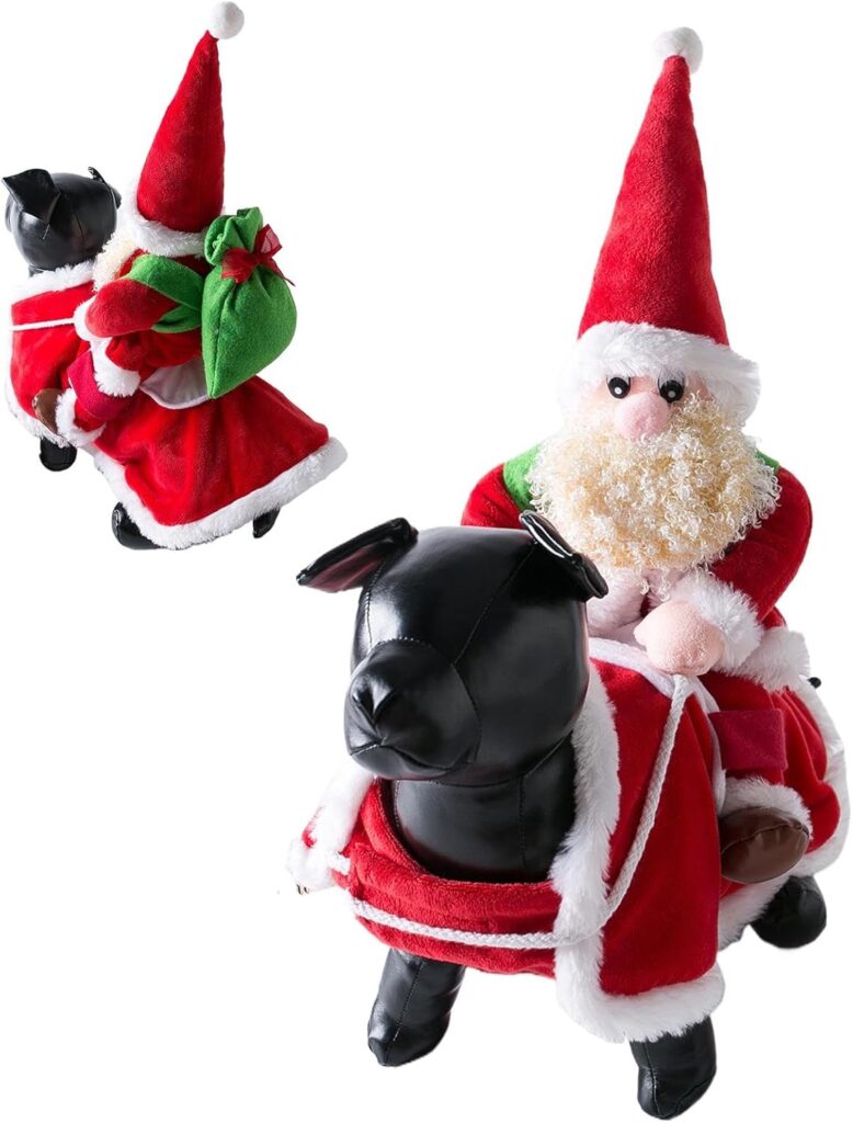 papai noel em cima do caachorro