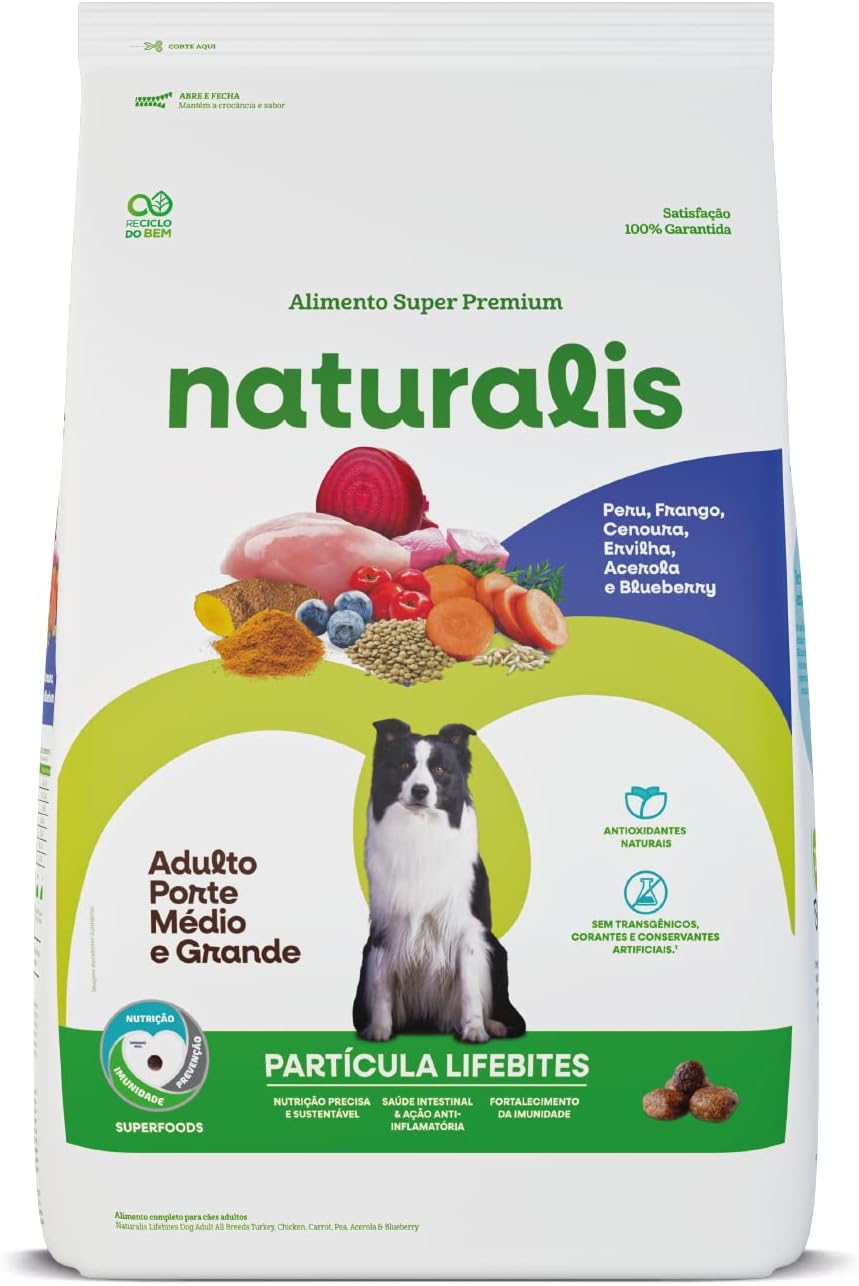 RAÇÃO CÃES NATURALIS LIFEBITES ADULTO TODAS AS RAÇASS 12KG