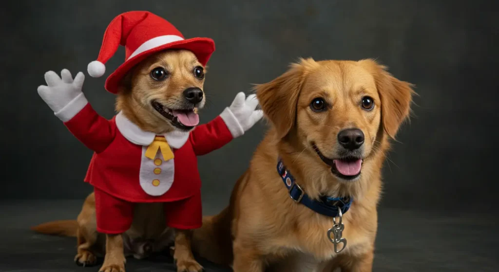 cachorro usando fantasia de desenho animado
