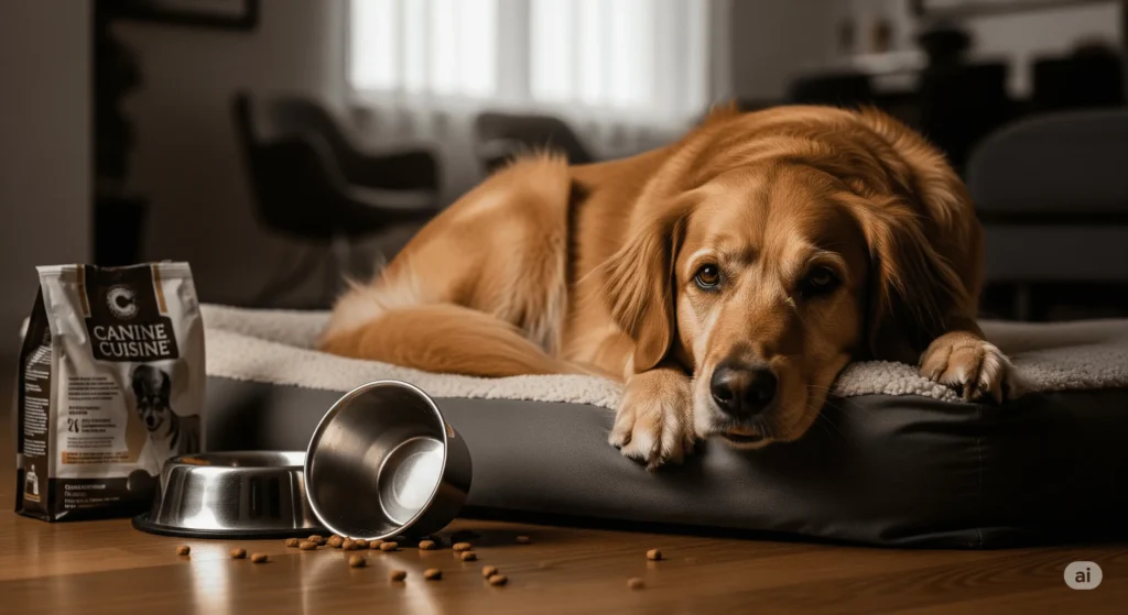 cachorro se sentindo mal após comer ração