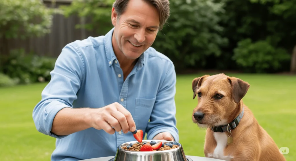 misturando comida do cachorro